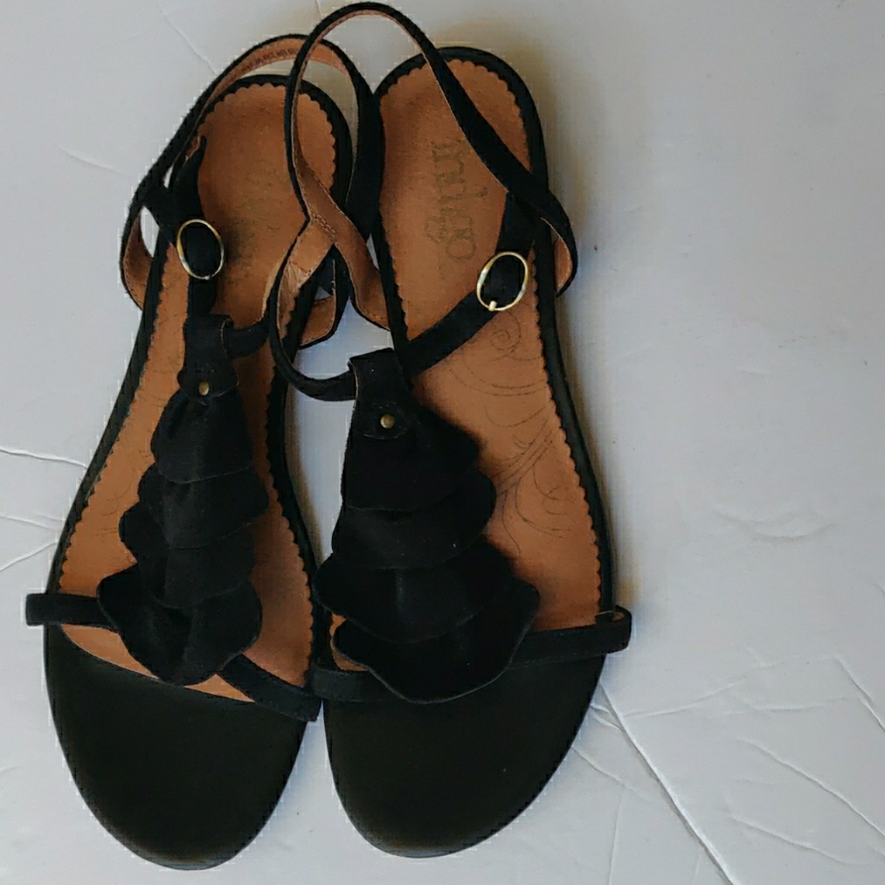 Indigo by Clarks ruffled suede ankle wrap sandals - Picture 7 of 8